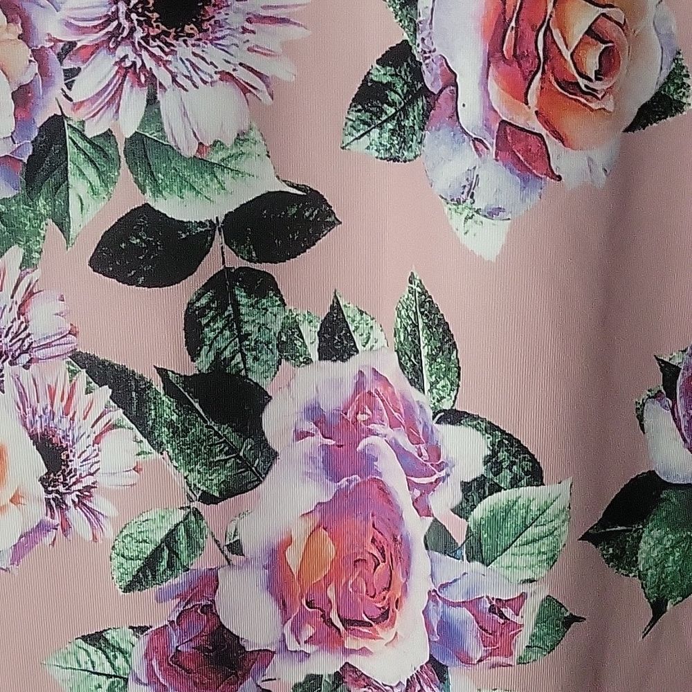 NWT Zara BodyCon Dress Pink Roses Floral Midi Sexy Fitted S Short Sleeve V Neck - Picture 7 of 8